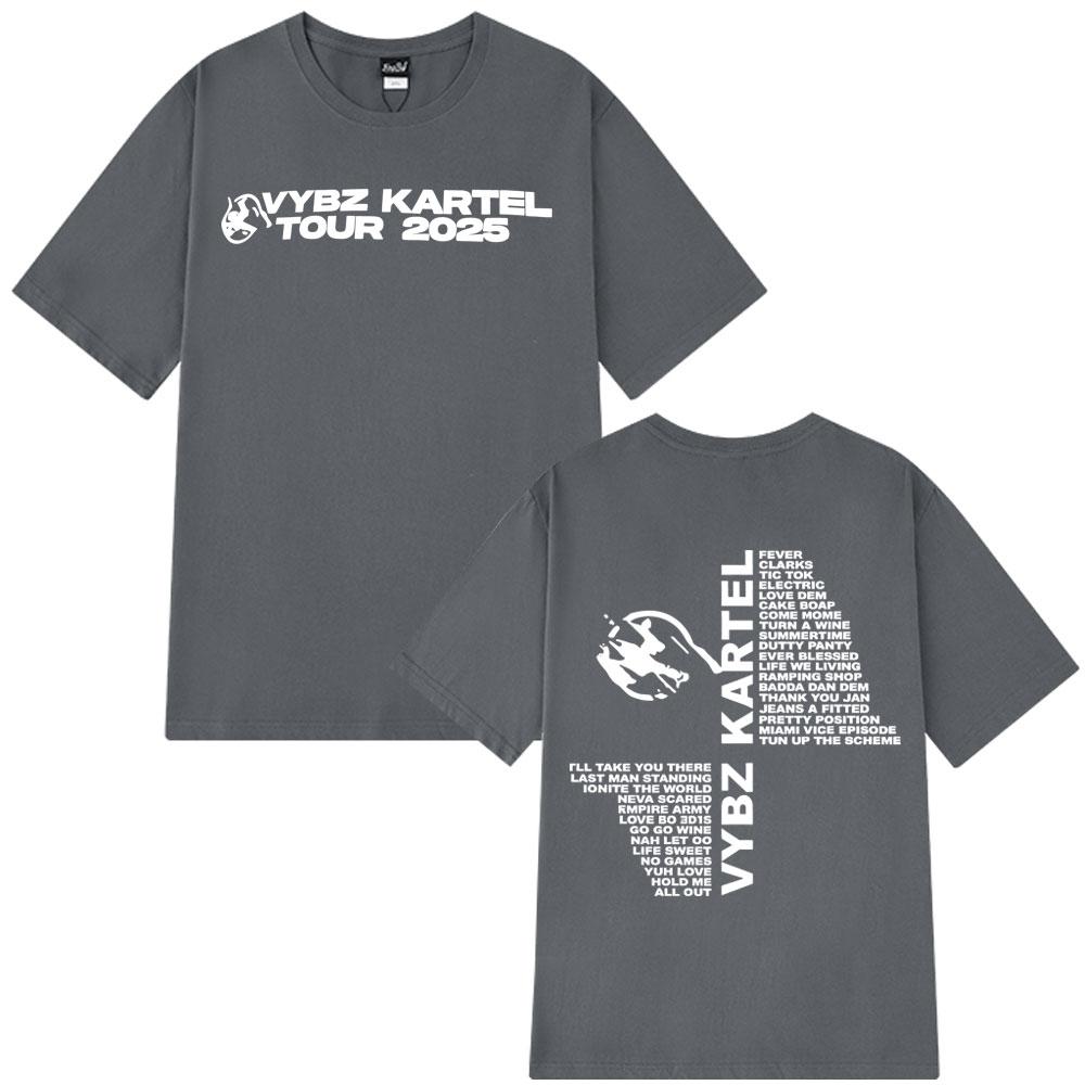 2025 Rapper Vybz Kartel Tour New Album Mens Women Fashion Harajuku Oversized 100% Pure Cotton Printed Breathable T-shirt