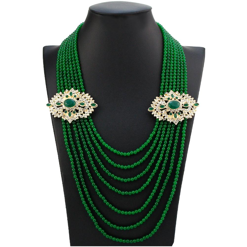 Золотое ожерелье из бисера для женщин, длинная многослойная цепочка с кристаллами, ожерелье невесты, свадебные украшения