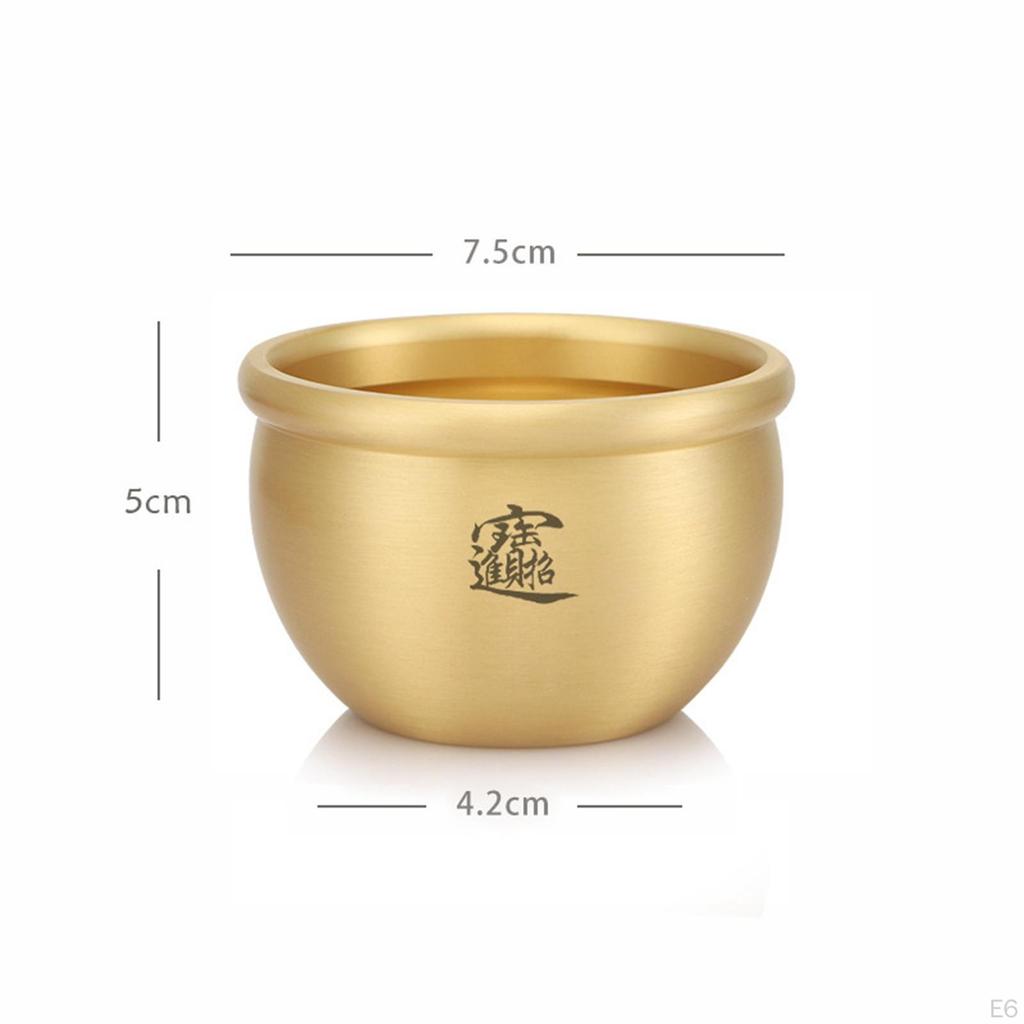 Bai Fu Golden Treasure Basin Statue Decorations Chinese Box Wealth Fruit Money Pot Copper