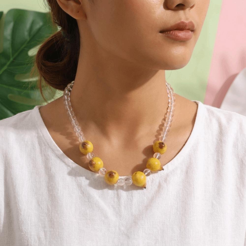 Vintage Colorful Choker Stackable Retro Necklace Simple Fruit Bead Necklace Gift