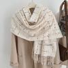 2024 New Style Imitation Cashmere Plaid Tassel Scarf for Women, Autumn/Winter, Thick Velvet Warmth