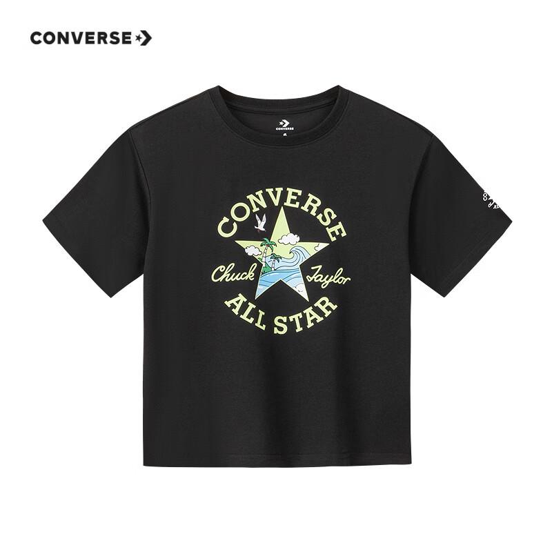 Converse Унисекс Детская футболка с коротким рукавом и принтом звезд