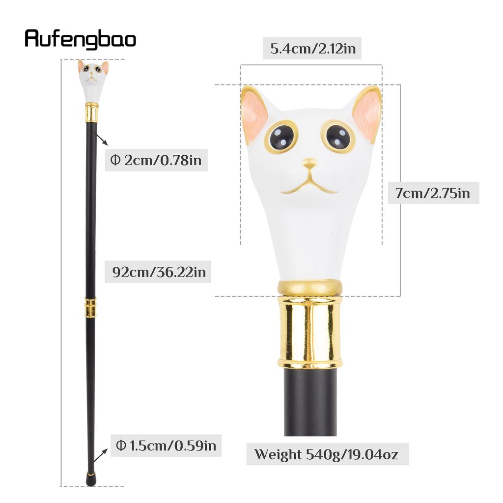 Трость для ходьбы «Котенок» белого золота с рисунком джентльмена, модная трость для ходьбы, трость для ходьбы с набалдашником 93 см