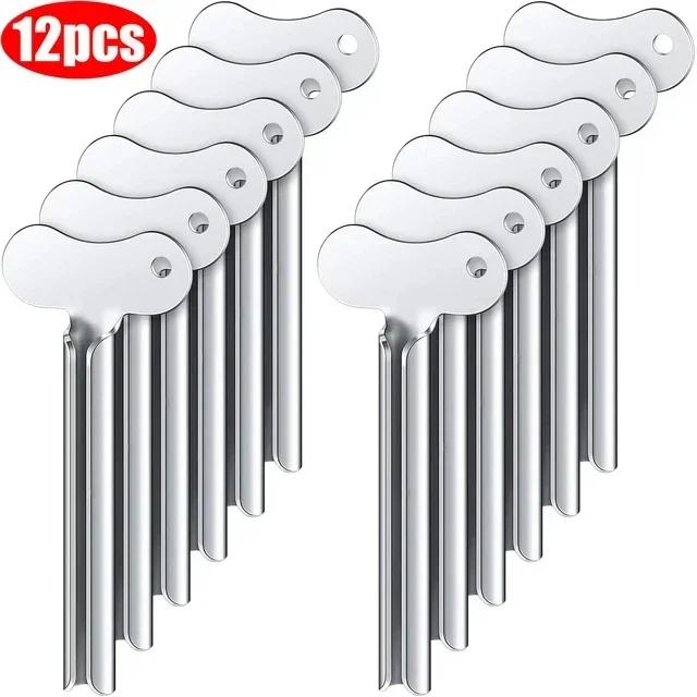 12/1PCS Bathroom Metal Toothpaste Squeezer Stainless Steel Tube Squeezer Universal Key Roller for Tube Cream Paint Squeezer Tool