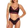Women's Fashion Sexy Lace Two-piece Set Suit Solid Color Wireless Bra Sexy Underwear Panties