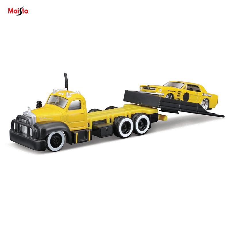 AAAOO1 Maisto 1:64 FLATBED/1988 BMW M3 E30 1965 FORD MUSTANG elite transport Die-casting car model collection gift toy