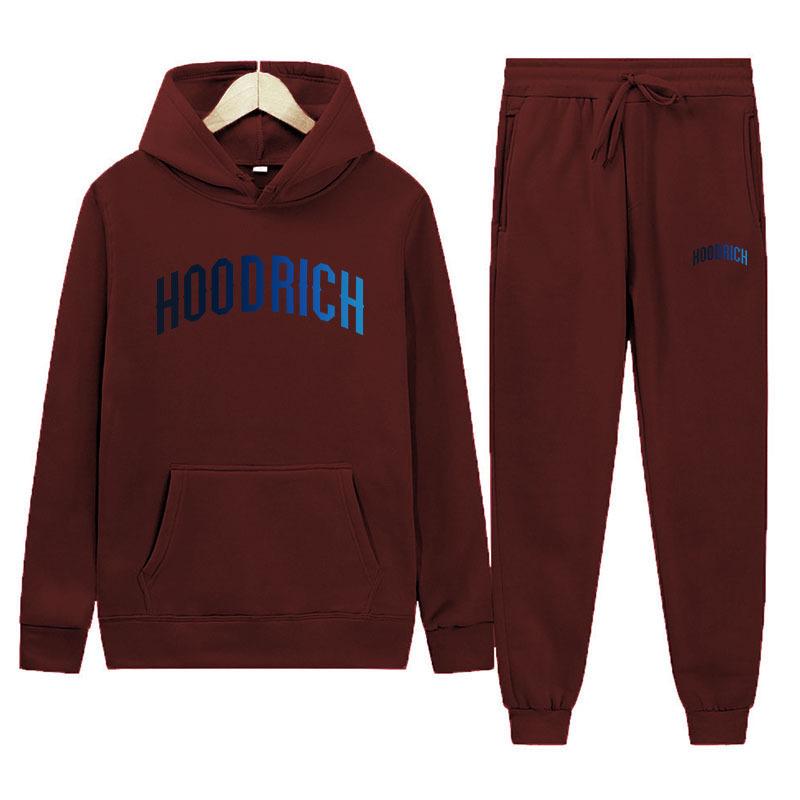Новый трансграничный спортивный костюм Hoodrich: Комплект из двух предметов: Худи и Свитшот с принтом