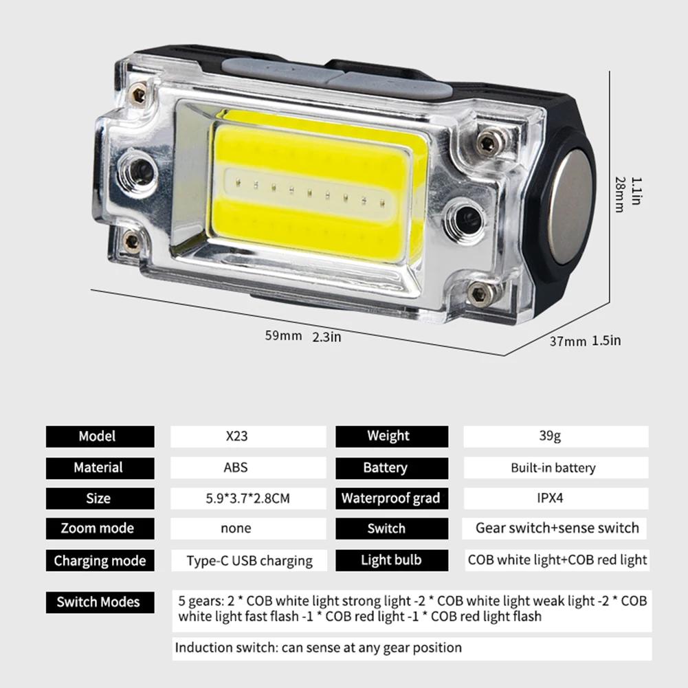 111LM LED Head Torch USB Charging IPX1 Waterproof Smart Head Flashlight 1 LEDs Motion Sensor for Outdoor Camping Fishing Running