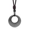 Natural Moon Ring Pendant Silver Black Hematite Bamboo Sporty Long Distance Relationship Couple Necklace Natural Stone Original