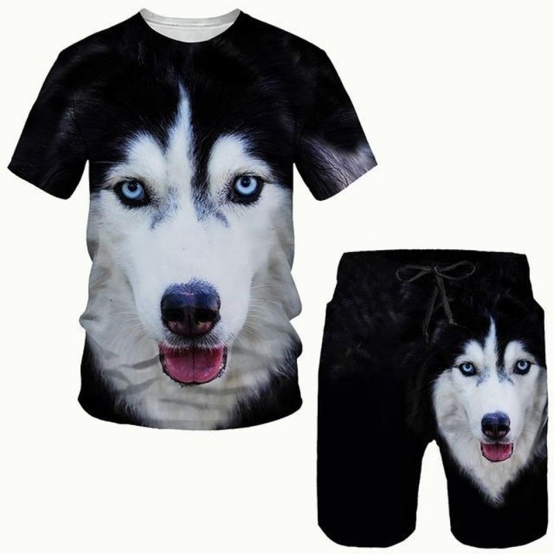 New Men's Pet Dog Suit 3D Printed Men T-shirt Shorts Set Sportswear Tracksuit Summer O Neck Short Sleeve Cool Clothing Suit