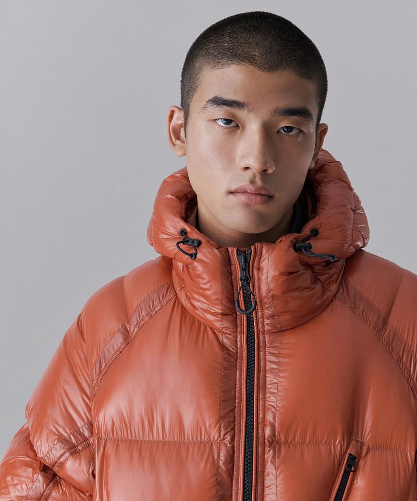 Musinsa Standard [City Leisure] Sheer Ripstop Hooded Down Short Padded Jacket [Orange]