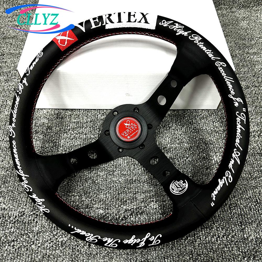 12.5inch 320mm Racing Drift Steering Wheel Real Leather Deep Dish VERTEX Sim Embroidery JDM Car Accessories