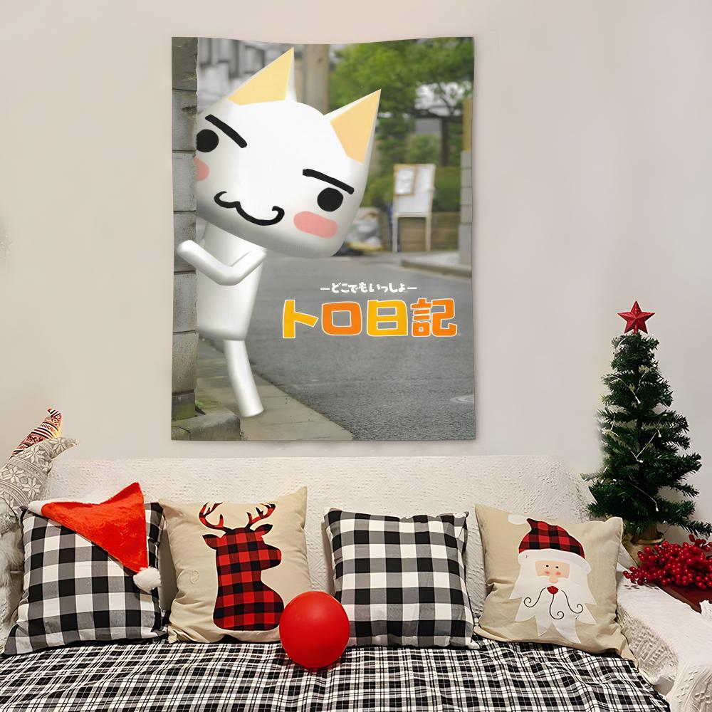Inoue Toro CUTE Cat Anime Tapestry Decoration Art Microfiber Background For Bedroom Living Bar Garden Outdoor Festival
