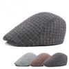 Ретро простая клетчатая мужская теплая шапка для отдыха на природе британский шерстяной берет повседневная кепка для женщин