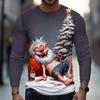 Осень Зима Рождество Мужские 3D Футболки с принтом Старика с круглым вырезом с длинным рукавом для мужчин Уличная одежда Повседневные Топы Забавная Одежда