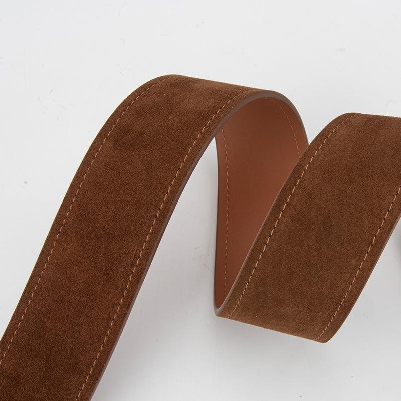 Frosted Reverse Velvet Women's Belt Alloy D-buckle Versatile Jeans Skirt High-end Genuine Leather Belt for Women