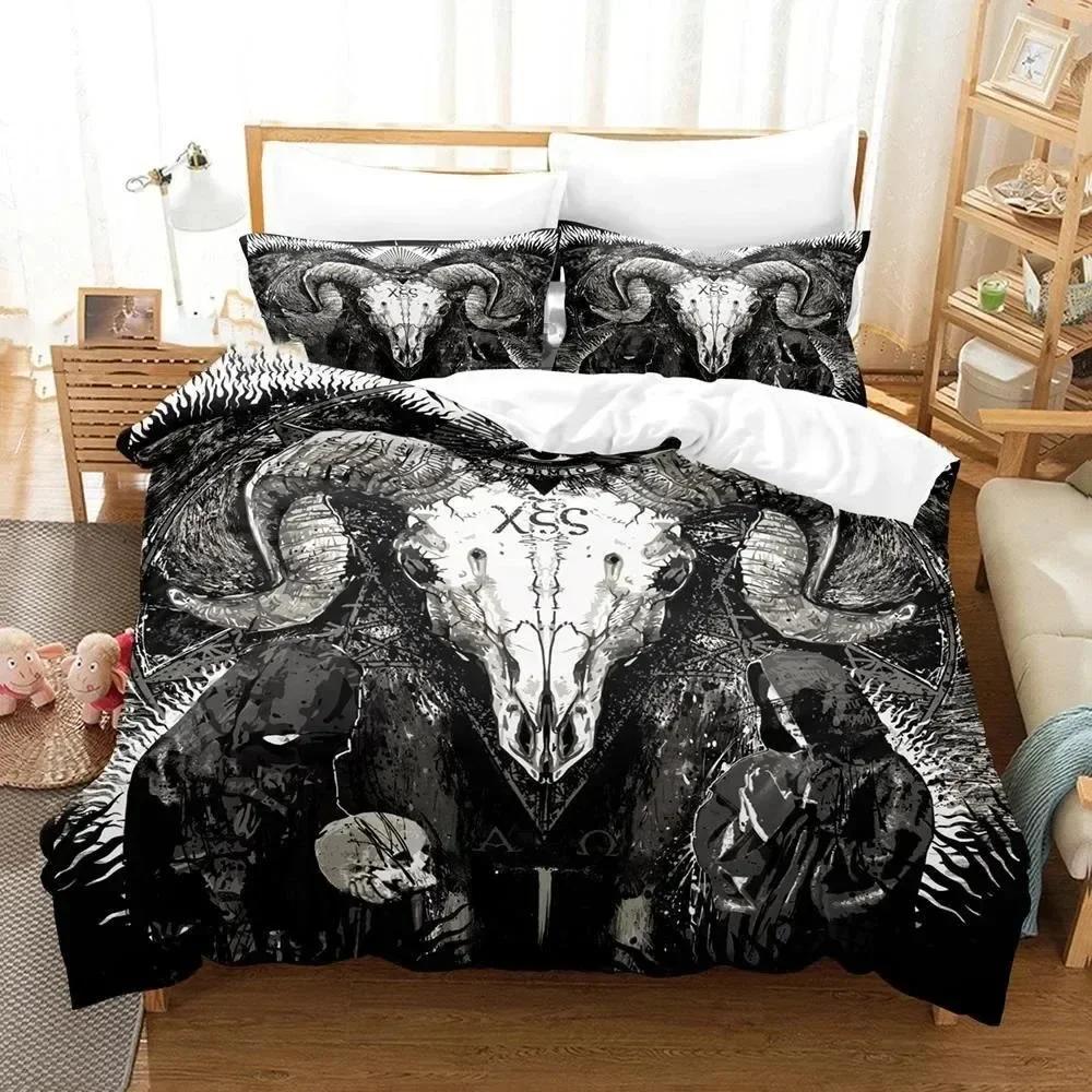 Роскошный Новый 3D Принт Темный Сатанинский Постельный Комплект Односпальный Полуторный Двуспальный Квинсайз Кингсайз Калифорнийский Кингсайз Комплект Постельного Белья