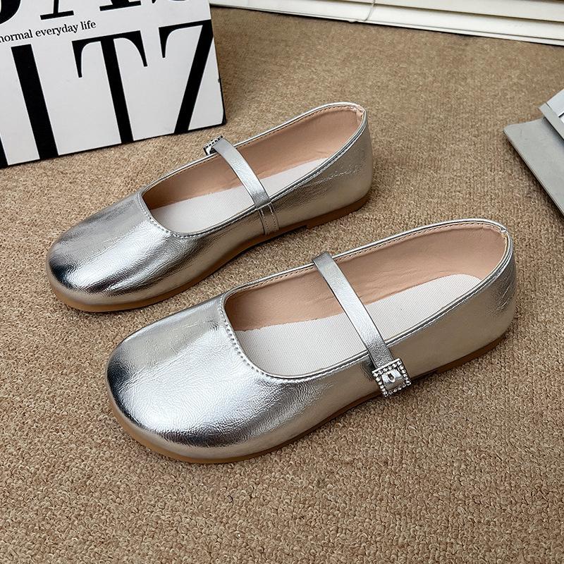Женские туфли Мэри Джейн на плоской подошве, новинка сезона весна-осень 2025, корейская версия, универсальные студенческие туфли на плоской подошве Doudou, туфли бабушки