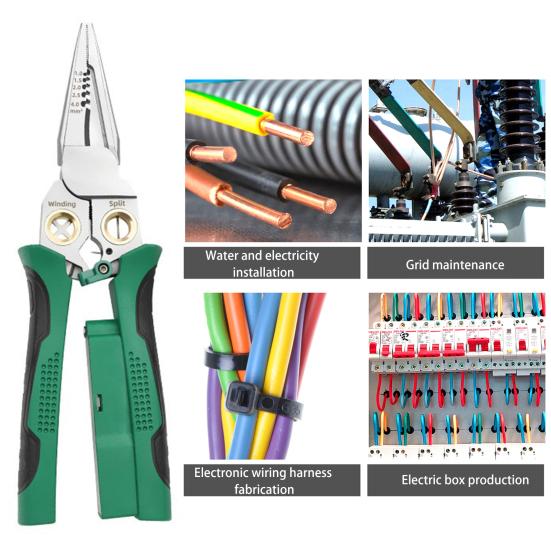 Инструмент для снятия изоляции 8-в-1 с тестером напряжения Эргономичная рукоятка Компактный Портативный Многофункциональный Инструмент для зачистки электрических проводов Кабелерез