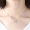 Fashion 925 Sterling Silver Jewelry Round Zircon Pendants Necklaces Women Fine Semi Rhinestone Circle Clavicle Chain Choker
