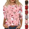 Women's Fashion Casual Round Neck 3/4 Sleeve Loose Printed T-Shirt Ladies Top