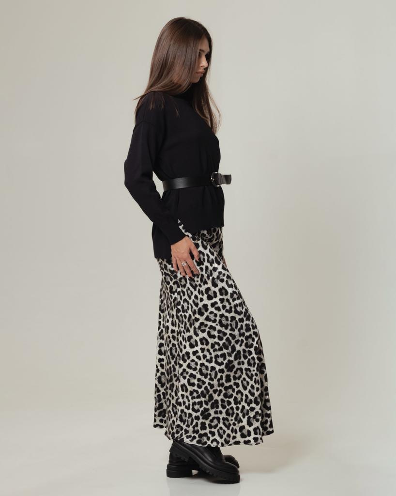 Костюм юбочный Of White 8140 36 черный леопардовый (кофта, юбка)