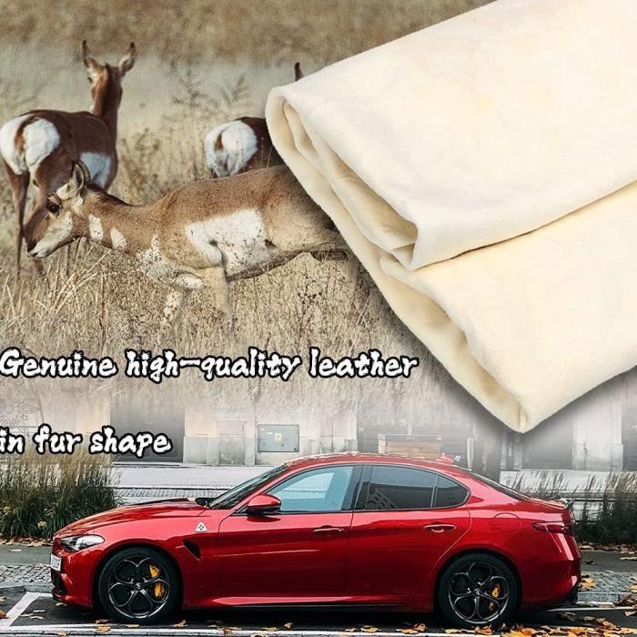3Pcs Peau de Chamois, Chiffons Voiture, Peau de Chamois*3 Naturelle en Cuir Nettoyage de Voiture, Forte Absorption 60 * 90cm