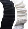 13cm Wide X Long Soft Chiffon Lace Pleated Cute Black and Decorative for Wedding Dresses and Costumes 4.5m Double-Layer Fabric, Ribbon, White, (White)