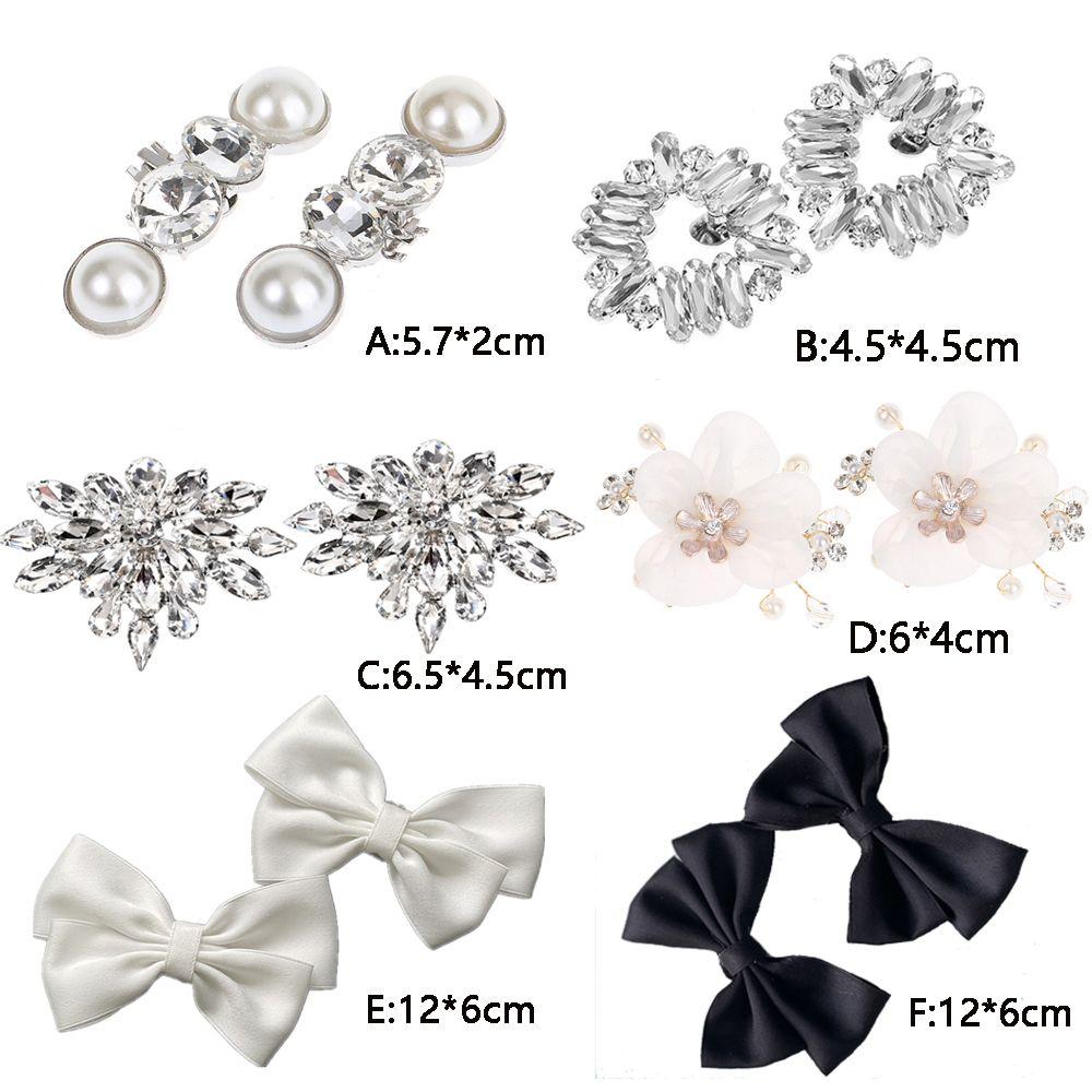 2pcs High Heel Women Bride Decoration Rhinestone Shoe Clip Wedding Shoes Shiny Decorative Clips Silk Flower Charm Buckle