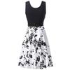 Womens Retro Floral Print Sleeveless Cotton Dress With Round Neck For Summer Vintage Style