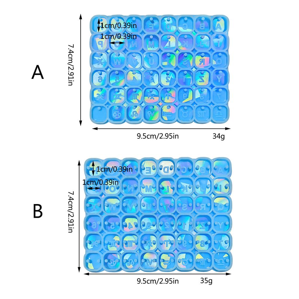 Single-Hole Mini Letter Mold for Craft Holographic Letter Number Square Bead Silicone Mold for DIY Craft Jewelry Making