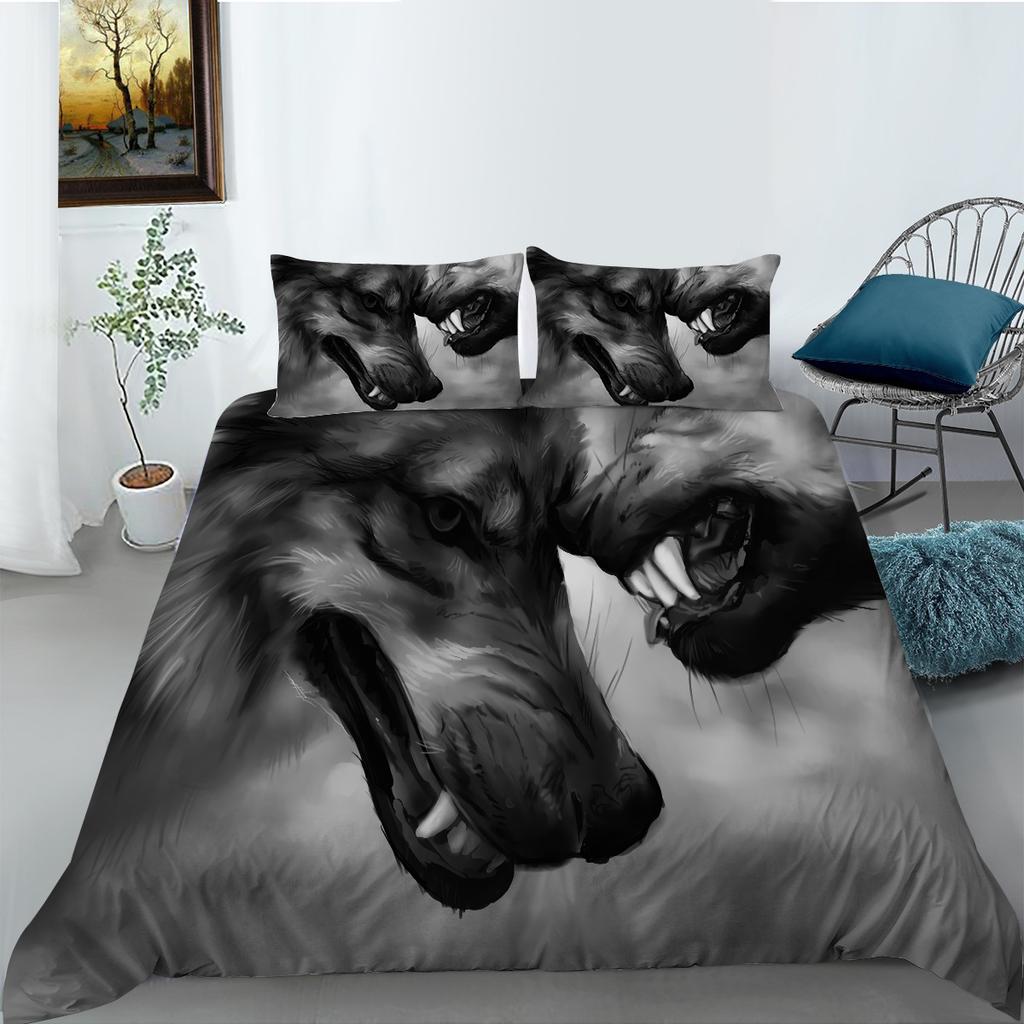 Etc Creative Wolf Series Digital Printing Bedding Two Or Three Piece Set Polyester