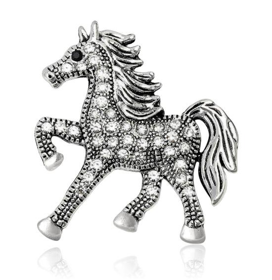 Retro Micro Diamond Studded Horse Brooch, Fashionable Clothing Accessory Pin, Versatile