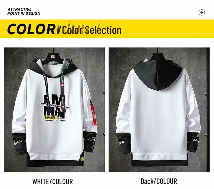 Мужская однотонная толстовка с капюшоном — уличная мода, длинный рукав, молодежный корейский стиль для весны, осени, зимы