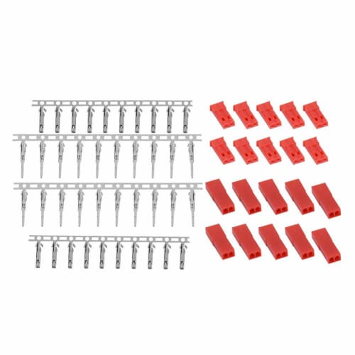 VFUE JST Plug Pins, JST Plugs, Durable JST Female and Male Plug Battery Connectors with Red Housing for RC Electric Helicopters (10 Pairs)