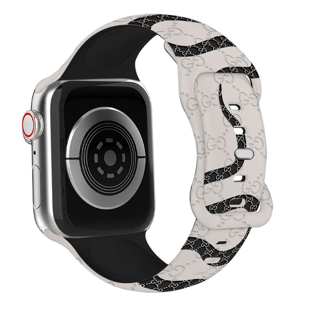 Engraved Silicone Strap For Apple Watch Band 46mm 45mm 44mm 42mm 41mm 40mm 49mm 38MM Correa Snake Texture Bracelet Series 10 8 9 7 SE 6 5 4 3 Ultra 2
