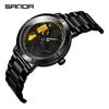 SANDA New Time To Run Индивидуальные часы Мужские кварцевые мужские часы Студенческий стальной ремень Водонепроницаемые вращающиеся часы