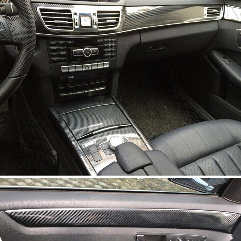 Новый интерьер приборной панели, панель переключения передач, крышка дверного подлокотника, набор наклеек с левым рулем, винил, подходящий для Mercedes Benz E Class W212