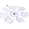 Hand-painted Pure White Ceramic Plate with Integrated Vinegar Dish for Dumplings, Shrimp, Vegetables, Fries & More.