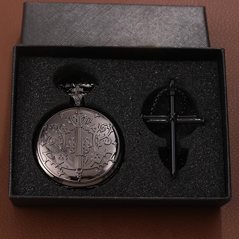 2 шт./комплект, мужские карманные часы, мужские простые черные кварцевые карманные часы и 1 шт. классическая подвеска в виде креста, идеальный выбор для подарка мужчине на день святого Валентина