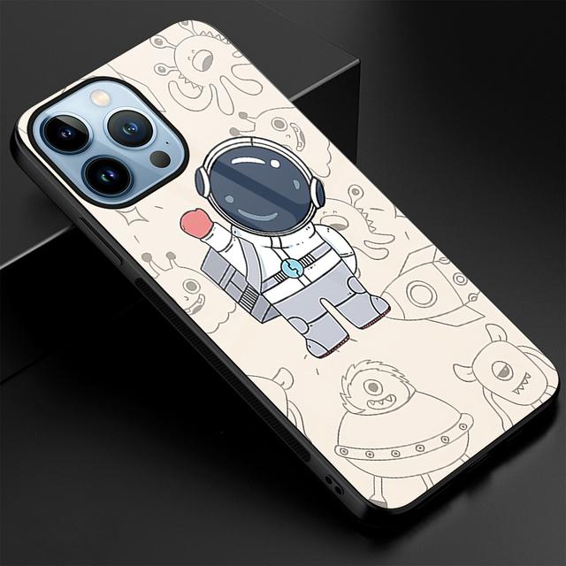 Чехол с милым астронавтом с рисунком для Iphone 11 14 13 12 Pro Max Mini Xs Xr X 7 8 6s Plus Se 2022, задняя крышка из закаленного стекла, чехол