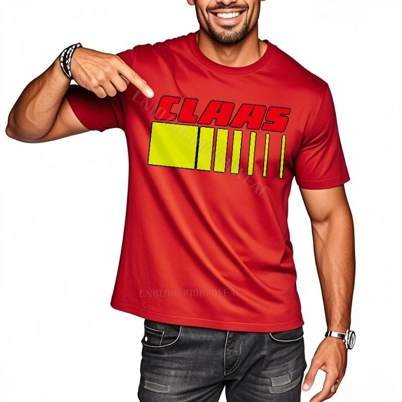 Tshirts for Unisex Vintage Crew Neck Tshirt Claas Logo On Black Daily Wear Trendy Tshirt Fashion Comfortable Round Neck Tee