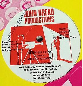 12-дюймовая пластинка MIGHTY DIAMONDS / JOHN DREAD ALL-ST - Been So Long/Hackney Dub JDPD013 John Dread Prod 1986 UK Регги, Ска и Даб Б/У