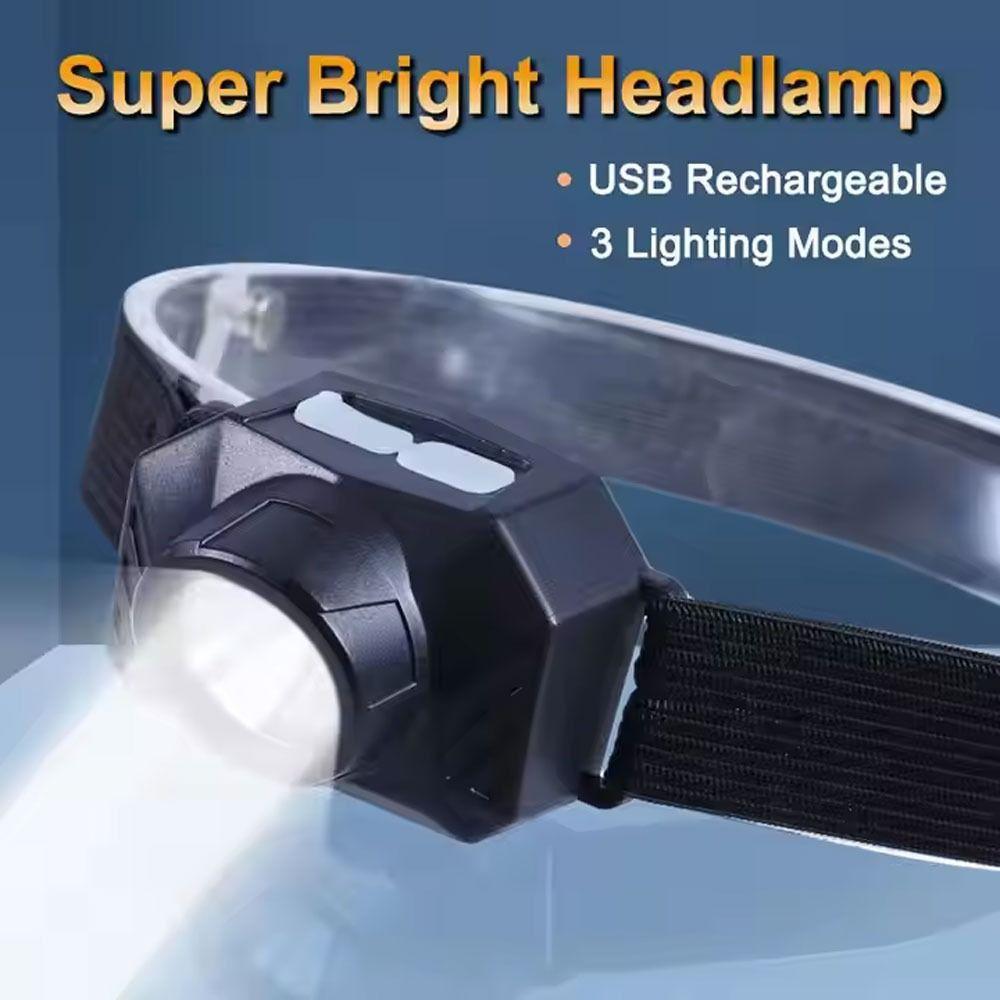 Head-mounted USB Rechargeable Head Light Waterproof Night Fishing Headlight Night Riding
