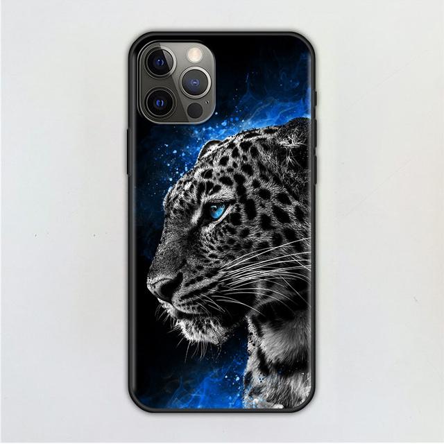Чехол для мобильного телефона для Iphone 12 Mini 11 Pro X Xs Max Xr 8 7 6 6s Plus Se черный силиконовый чехол из ТПУ Fundas Capa Panther Cheetah