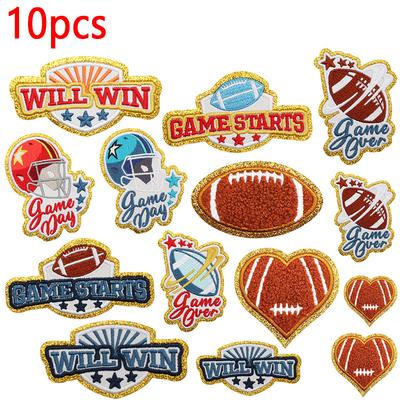 10 шт. Оптовая продажа нашивок с надписью Rugby Love на одежду, аппликация, сделай сам, вышивка на полотенце для приветствий, термонаклейки для одежды, пришивные наклейки