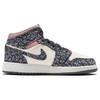 Кроссовки Air Jordan 1 Mid SE GS Floral Kids, черные, антрацитовые, парус FJ3451-001