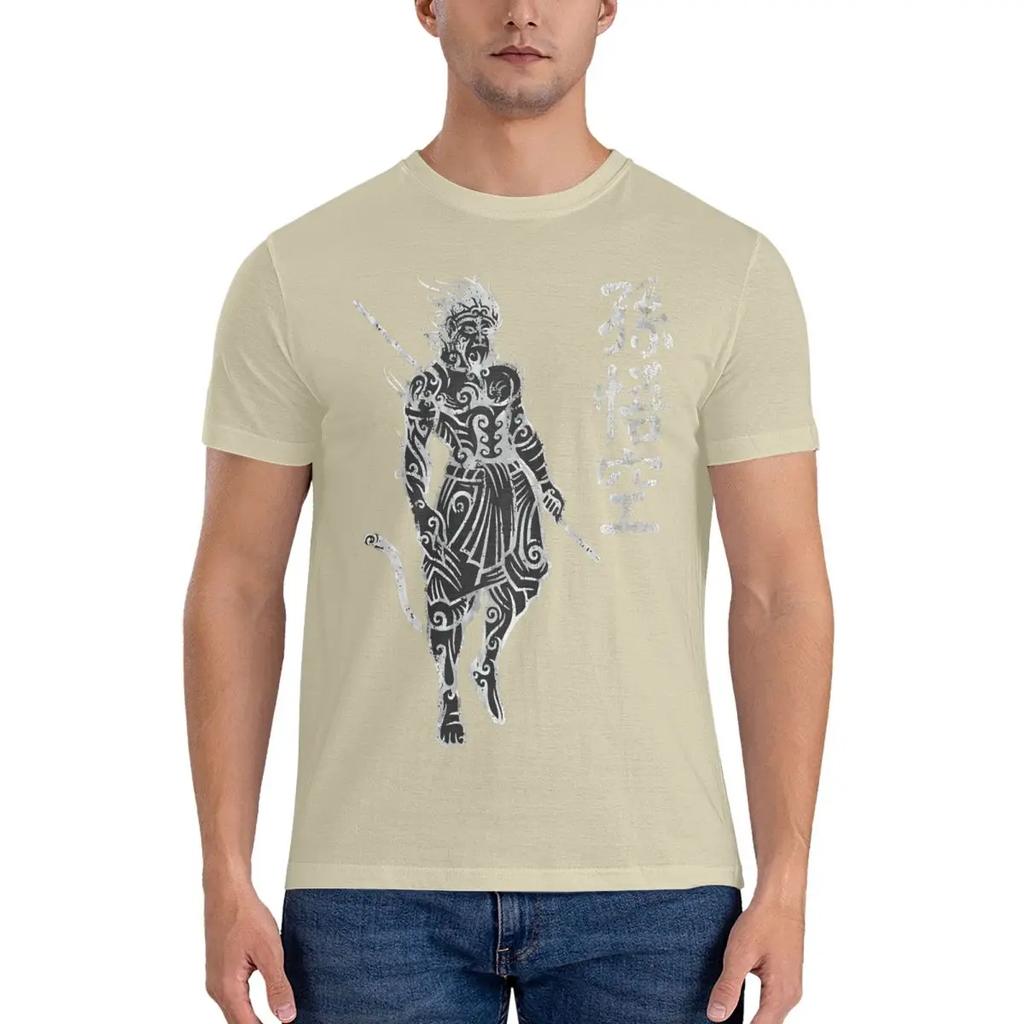 2024 Самая популярная мужская футболка для игры, черная футболка Myth WuKong Cool Tees, футболки с коротким рукавом и круглым вырезом, чистый хлопок, идея для подарка, одежда