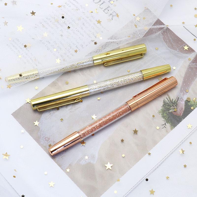 Ручка с блестками и кристаллами Rose Gold с кинетическим песком: Персонализированный Кавайный Офисный Подарок