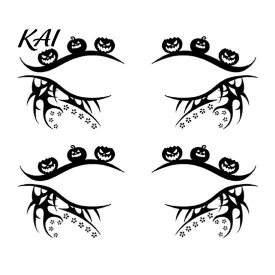 Non Residue Face Stickers 2 Pairs Halloween Eye Tattoo Stickers, Waterproof Temporary Decals with Water Transfer Skin Pumpkin Bat Spider Web,